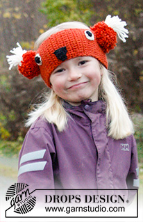 DROPS Extra 0-984 - Gehäkeltes Fuchs - Stirnband für Kinder in DROPS Nepal. Größe 3-12 Jahre.