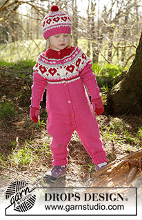 Warmhearted / DROPS Children 27-2 - Von oben nach unten gestrickter Overall mit nordischem Muster und Rundpasse in DROPS Merino Extra Fine. Größe Kinder 1 - 6 Jahre.