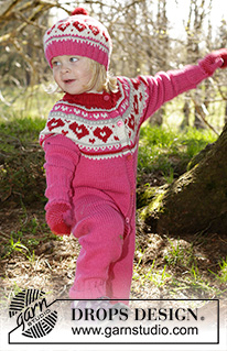 Warmhearted / DROPS Children 27-2 - Von oben nach unten gestrickter Overall mit nordischem Muster und Rundpasse in DROPS Merino Extra Fine. Größe Kinder 1 - 6 Jahre.