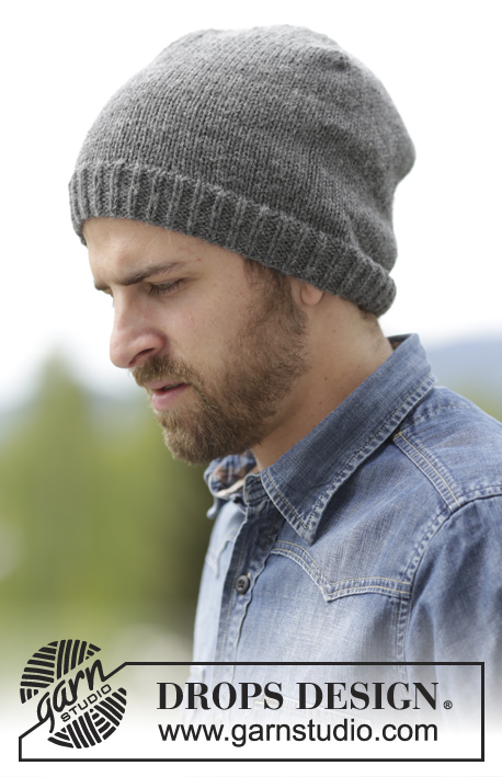 Nellim / DROPS Extra 0-1160 - Men's knitted hat in DROPS Lima or DROPS Puna, in stocking st with rib.