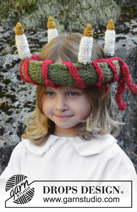 Little Lucia / DROPS Extra 0-1199 - Crochet Lucia crown for children in DROPS Alaska. One size. Theme: Christmas