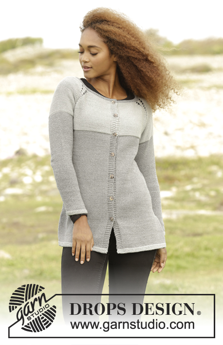 Stonehenge Cardigan / DROPS Extra 0-1311 - Knitted DROPS jacket with vents, raglan and yoke with wrong side out, worked top down in ”Cotton Merino”. Size: S - XXXL.