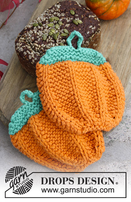 Roasted Pumpkin / DROPS Extra 0-1312 - Pegas com forma de abóbora  para o Halloweenem em ponto texturado, tricotadas com 2 fios DROPS Paris.