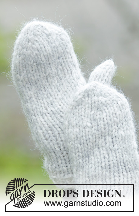 Winter Cozy Mittens / DROPS Extra 0-1322 - Knitted basic mittens in 1 thread DROPS Cloud or 2 threads DROPS Air Size S - L