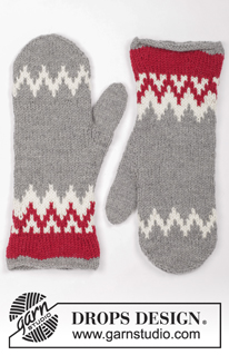Festive Foraging / DROPS Extra 0-1328 - Knitted and felted mittens with Nordic pattern for Christmas in DROPS Lima.