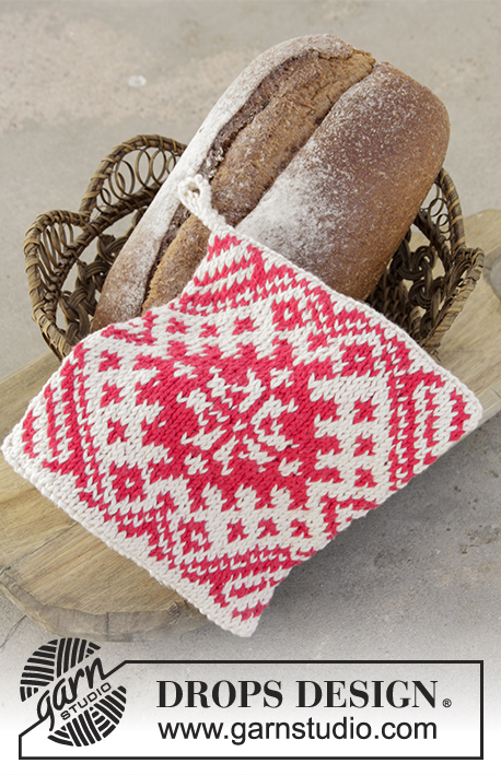 Baking Season / DROPS Extra 0-1330 - Knitted pot holders for Christmas with color pattern in DROPS Paris.