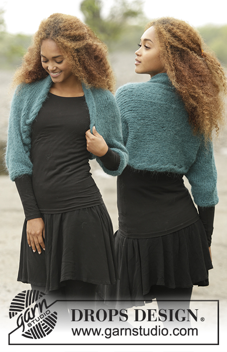 Irish Eyes / DROPS Extra 0-1352 - Knitted shoulder piece in DROPS Melody with cables, worked sideways. Size: S - XXXL.