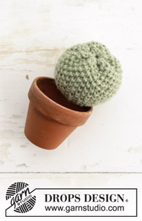 Poke Me / DROPS Extra 0-1387 - Knitted cacti with moss stitch, English rib and garter stitch. The piece is worked in DROPS Merino Extra Fine.