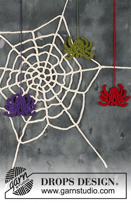 Miss Spider / DROPS Extra 0-1427 - Heklet edderkopp i DROPS Paris. Tema: Halloween.