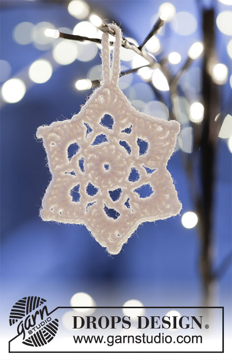 Snow Rose / DROPS Extra 0-1480 - Estrela crochetada em DROPS Muskat. 
Tema: Natal.