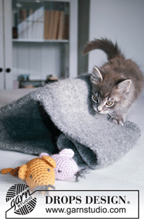Kitty Hideout / DROPS Extra 0-1505 - Maison pour chat tricotée et feutrée en DROPS Snow.