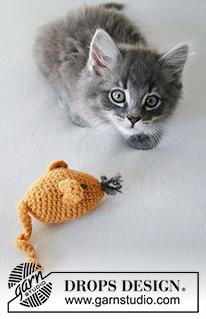 Mice Play / DROPS Extra 0-1506 - Souris crochetée et feutrée pour chat, en DROPS Lima.