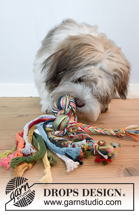 Drag & Pull / DROPS Extra 0-1534 - Toy for dog in DROPS Paris. The piece is tied and plaited.