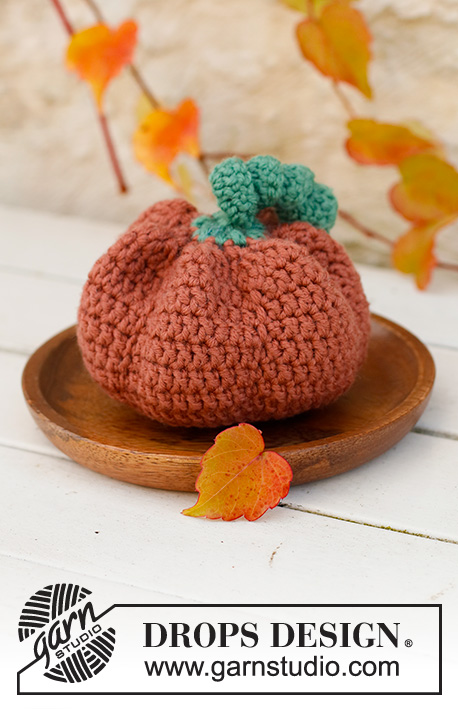 Pumpkin Swirls / DROPS Extra 0-1541 - Abóbora crochetada em DROPS Merino Extra Fine. Tema: Halloween.