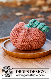 Pumpkin Swirls / DROPS Extra 0-1541 - Abóbora crochetada em DROPS Merino Extra Fine. Tema: Halloween.