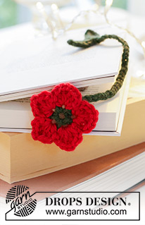 Flower Quotes / DROPS Extra 0-1618 - Marcador de páginas em forma de flor crochetado em DROPS Nepal. Tema: Natal.