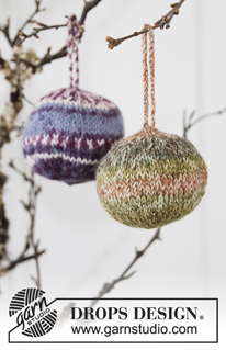 Fabelaktige / DROPS Extra 0-515 - Knitted Christmas baubles in DROPS Fabel. Theme: Christmas