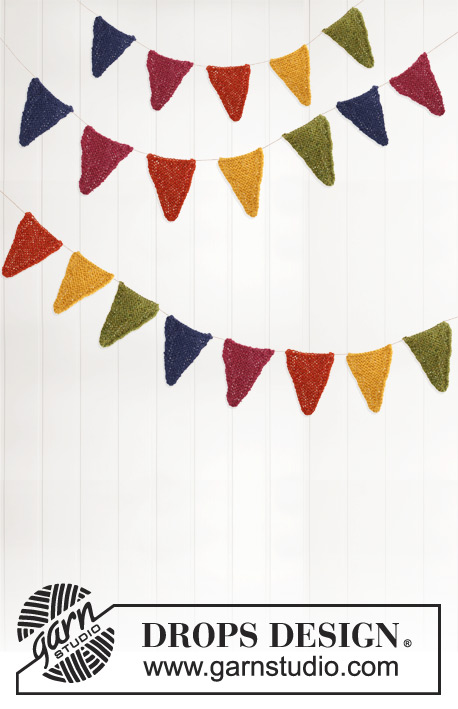 DROPS Extra 0-783 - Knitted DROPS garland with pennants in Alpaca