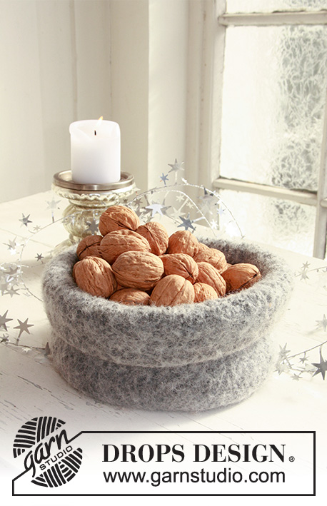 Nuts About You Basket / DROPS Extra 0-799 - Vanutatud korvike jõuludeks lõngast ”Snow”