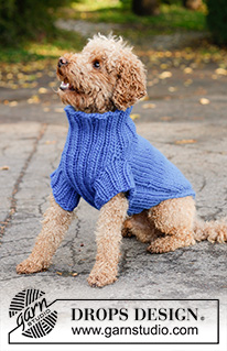 Blue Shadow / DROPS Extra 0-81 - Capa tricotada para cão em DROPS Snow. Tricota-se da cauda até à gola em ponto meia e canelado. Do XS ao L.