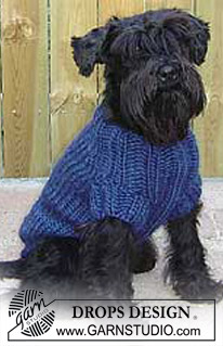 Blue Shadow / DROPS Extra 0-81 - Maglione per cani lavorato ai ferri in DROPS Snow. Lavorato dalla coda al collo a maglia rasata e coste. Taglie: XS – L.