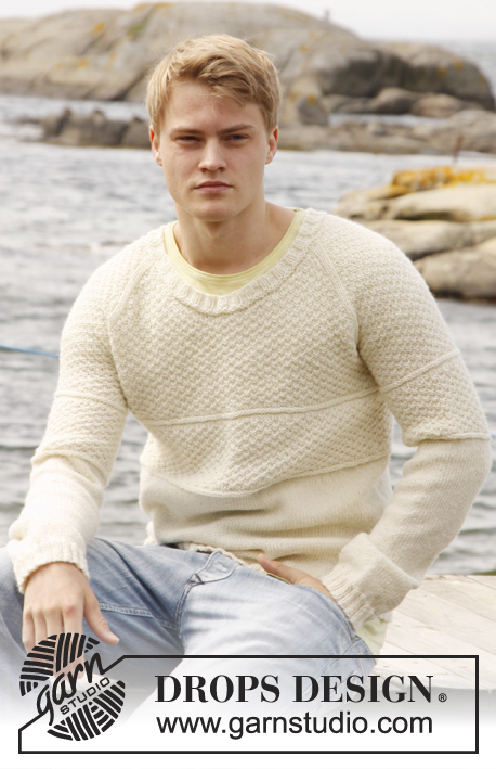 Celtic Ballad / DROPS Extra 0-851 - Men's knitted jumper in DROPS Lima or DROPS Merino Extra Fine with raglan and double moss st. Size: S - XXXL.