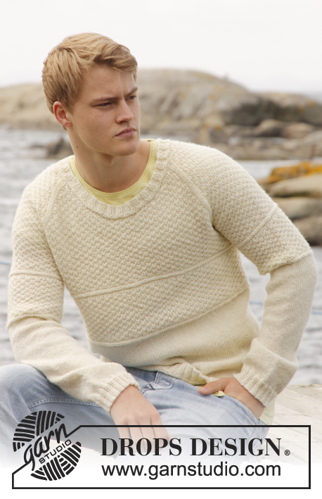 Celtic Ballad / DROPS Extra 0-851 - Men's knitted sweater in DROPS Lima or DROPS Merino Extra Fine with raglan and double seed st. Size: S - XXXL.