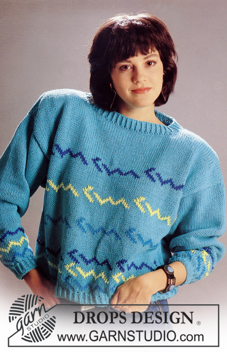 DROPS 10-8 - Sweter na drutach, z żakardem z zygzakiem, z włóczki DROPS Paris. Od S do L.