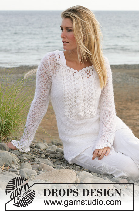 Romancing The Sea / DROPS 101-9 - DROPS tunic knitted in Vivaldi  or Brushed Alpaca Silk with crochet edge in Vivaldi or Brushed Alpaca Silk and Cotton Viscose or Safran. S - XXL
