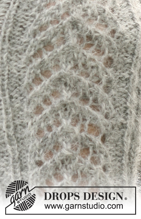Grey Dove / DROPS 102-3 - A set of: DROPS beret and gloves with lace pattern in ”Alpaca”, and scarf in ”Puddel”.