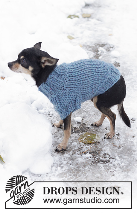 Winter Woof / DROPS 102-44 - Svetr pro psa pletený shora dolů z příze DROPS Snow. Velikost XS - L.