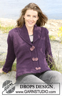 DROPS 102-5 - DROPS jacket in ”Silke-Alpaca” with shawl collar and ”bow” buttons. Size S til XXXL.