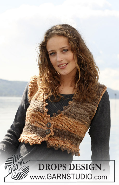 DROPS 110-24 - Knitted DROPS waistcoat with crochet border in ”Inka”. Size S - XXXL.