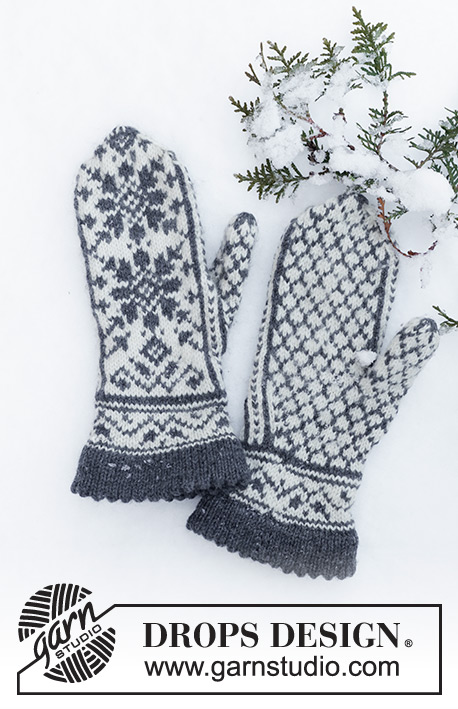 Snow Catchers / DROPS 110-53 - Mitenes tricotadas para homem com jacquard norueguês, em DROPS Karisma.