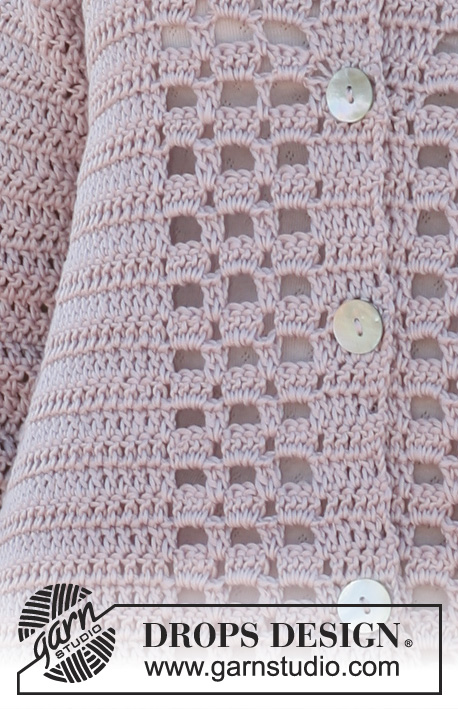 Fatima / DROPS 111-20 - Crochet DROPS jacket in ”Muskat”. Size S - XXXL.