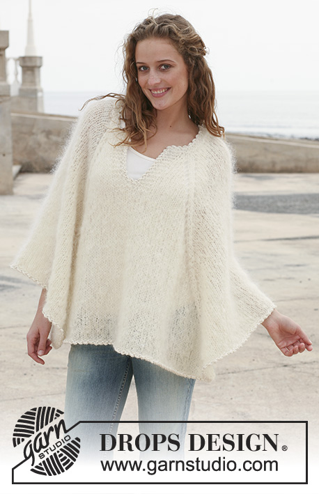 Biancaneve / DROPS 112-22 - Knitted DROPS poncho in ”Vienna” or Melody. Size S -XXXL.