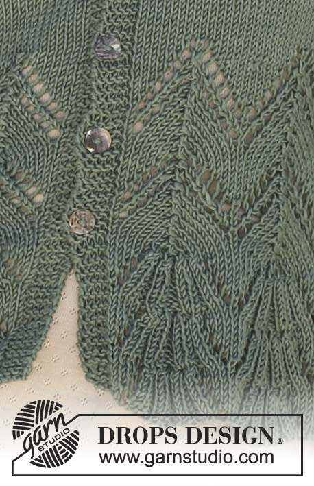 Salvia / DROPS 113-33 - DROPS jakke med hulmønster i ”Muskat”. 
Str S - XXXL.