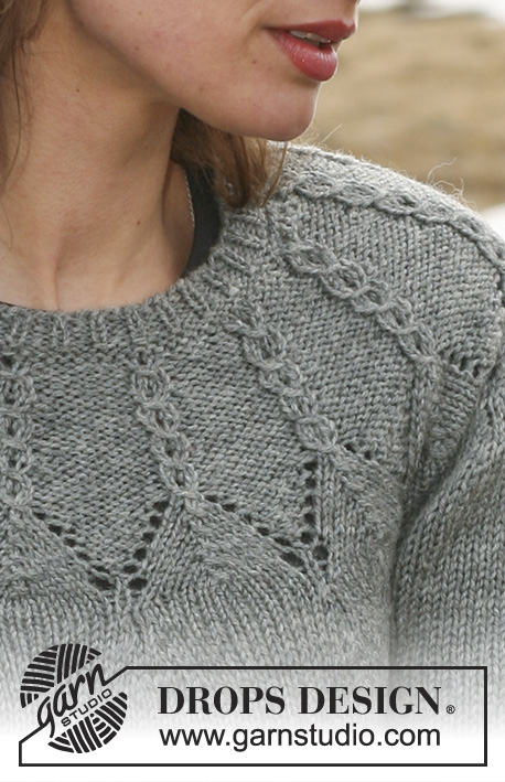 Hardanger / DROPS 114-2 - DROPS jumper with cables and round yoke in ”Karisma”. Size S - XXXL
