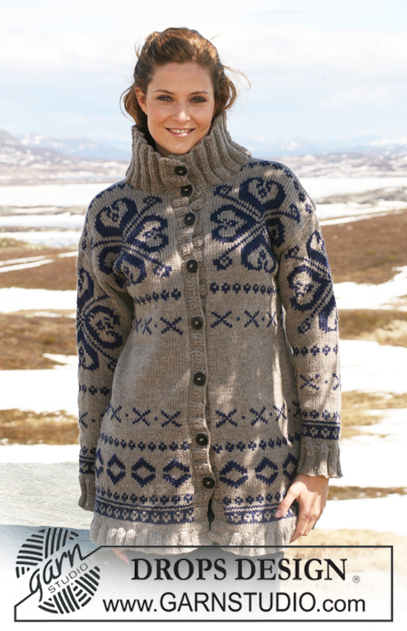 Hearts Abound / DROPS 116-30 - Knitted DROPS jacket in ”Alaska” with Norwegian pattern. Size S - XXXL