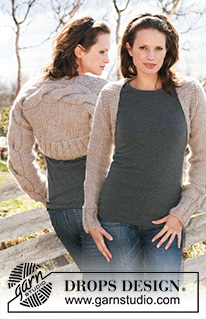 Twisted Caramel / DROPS 117-19 - DROPS bolero with cable pattern in ”Snow”. Size S - XXXL.