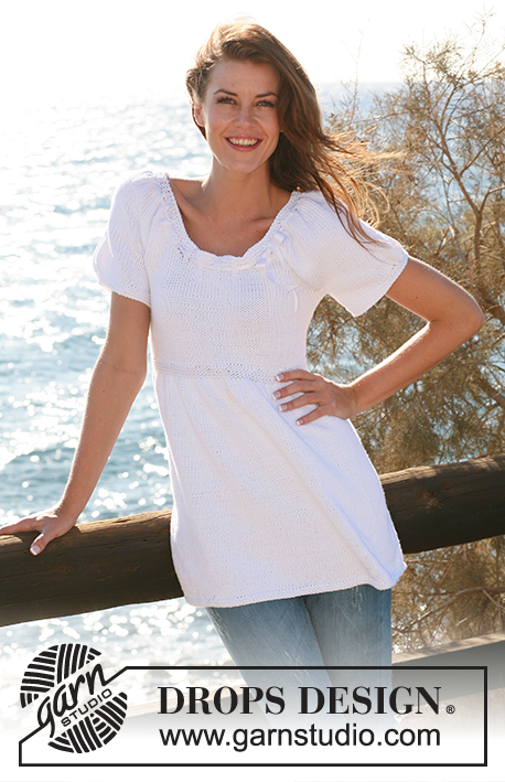Simplify / DROPS 120-22 - DROPS tunic in ”Paris” with short sleeves. Size S to XXXL
