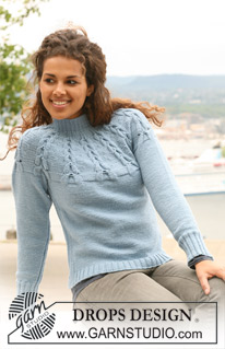 Ice Storm / DROPS 121-28 - Knitted DROPS jumper with circular yoke and cables in ”Karisma”. Size S - XXXL.