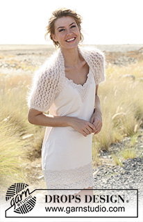 For Life / DROPS 127-24 - Knitted DROPS bolero with lace pattern in Vienna or Melody. Size: S to XXXL.
