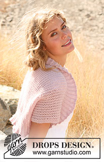 Rose is a rose / DROPS 128-23 - Knitted DROPS bolero with lace pattern in Alpaca. Size: S - XXXL
