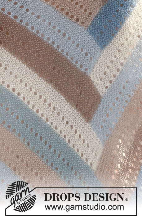 Pradera / DROPS 129-8 - Knitted DROPS shawl in 2 threads Kid-Silk.