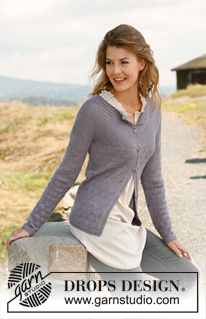 Tender Temptation / DROPS 134-2 - Knitted DROPS jacket with round yoke and lace pattern in BabyAlpaca Silk. 
Size: S - XXXL.
