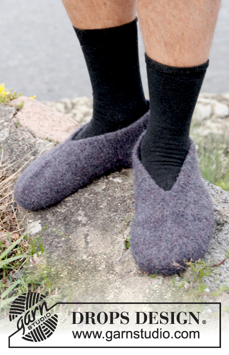 Forest Ward / DROPS 135-38 - Felted slippers for men in DROPS Snow.