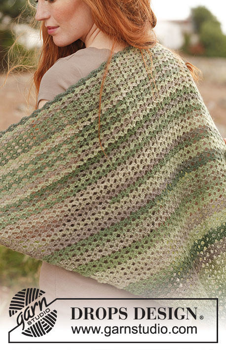 Springtime / DROPS 136-10 - Crochet DROPS shawl in Delight. 