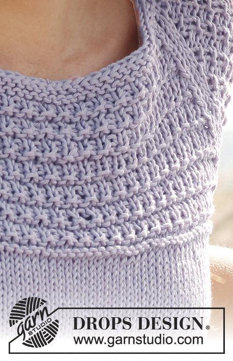 Summer Violet / DROPS 138-8 - Knitted DROPS top with raglan and pattern in Paris. 