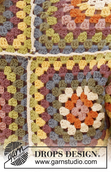 Spring Cozy / DROPS 139-31 - Crochet DROPS shoulder piece with squares in ”Paris”. 